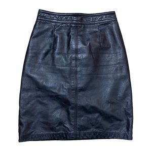 Vintage The Leather Ranch Black Genuine Leather Pencil Skirt 24”